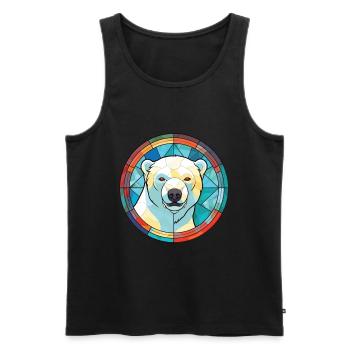 Polar Bear Colorful Watercolor Animal Illustration - Men's Premium Organic Tank Top - black - Front - Michal (187cm)