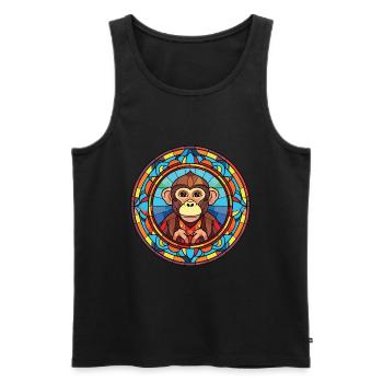 Monkey Colorful Watercolor Animal Pet Illustration - Men's Premium Organic Tank Top - black - Front - AI Model Male 178 light (178cm)