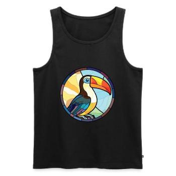 Toucan Aquarelle colorée Animal Animal Illustration - Débardeur bio Premium Homme - noir - Devant - Michal (187cm)