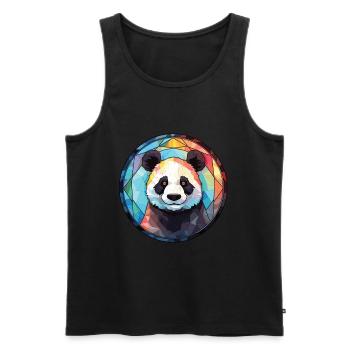 Panda Colorful Watercolor Animal Pet Illustration - Men's Premium Organic Tank Top - black - Front - Michal (187cm)