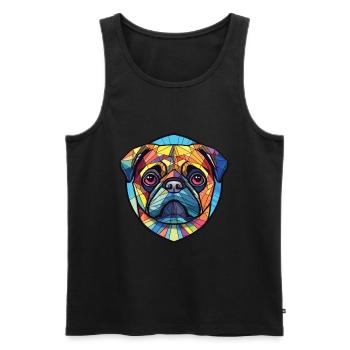Mops Hund Bunte Aquarell Tier Illustration - Männer Premium Bio Tank Top - Schwarz - Vorne - AI Model Male 178 light (178cm)