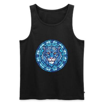Blauer aquatischer Tiger Buntes Aquarell Tier Haustier - Männer Premium Bio Tank Top - Schwarz - Vorne - AI Model Male 178 light (178cm)