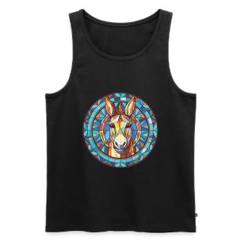 Donkey Colorful Watercolor Animal Pet Illustration - Men's Premium Organic Tank Top - black - Front - Michal (187cm)