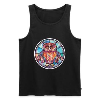 Hibou Aquarelle colorée Animal Animal Illustration - Débardeur bio Premium Homme - noir - Devant - Michal (187cm)