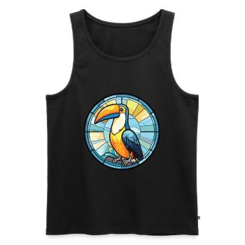 Toucan Aquarelle colorée Animal Animal Illustration - Débardeur bio Premium Homme - noir - Devant - Michal (187cm)