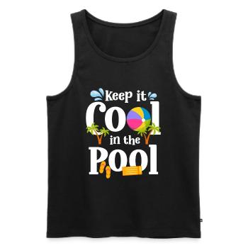 Pool Pool Party Schwimmer Freizeit - Männer Premium Bio Tank Top - Schwarz - Vorne - AI Model Male 178 light (178cm)