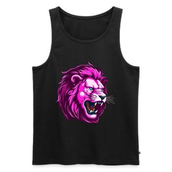 Tête de Lion Rose - Débardeur bio Premium Homme - noir - Devant - AI Model Male 178 light (178cm)