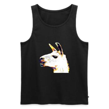 Lama Kopf - Männer Premium Bio Tank Top - Schwarz - Vorne - Michal (187cm)