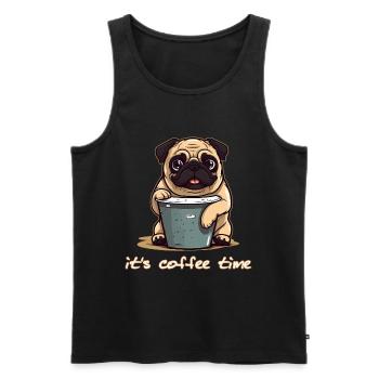Carlin et café - Débardeur bio Premium Homme - noir - Devant - Michal (187cm)
