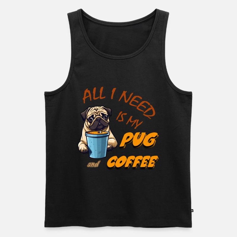 Mops und Kaffee - Männer Premium Bio Tank Top - Schwarz
