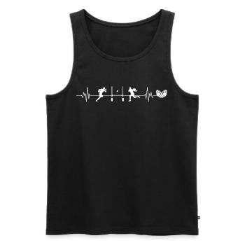 Rugby heartbeat rugby gift - Men's Premium Organic Tank Top - black - Front - Michal (187cm)