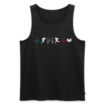 Rugby heartbeat France gift team - Men's Premium Organic Tank Top - black - Front - Michal (187cm)
