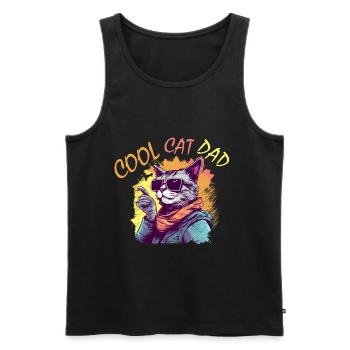 Papa chat - Débardeur bio Premium Homme - noir - Devant - Michal (187cm)