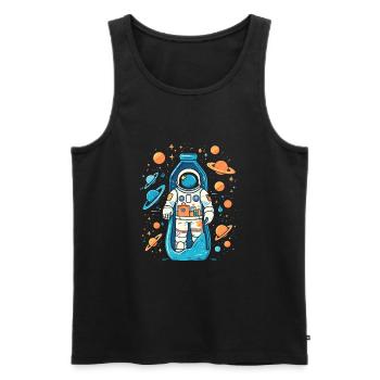 Astronaut Milchstrasse - Männer Premium Bio Tank Top - Schwarz - Vorne - AI Model Male 178 light (178cm)