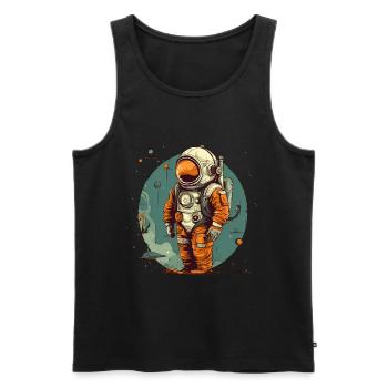 Astronaut - Männer Premium Bio Tank Top - Schwarz - Vorne - AI Model Male 178 light (178cm)