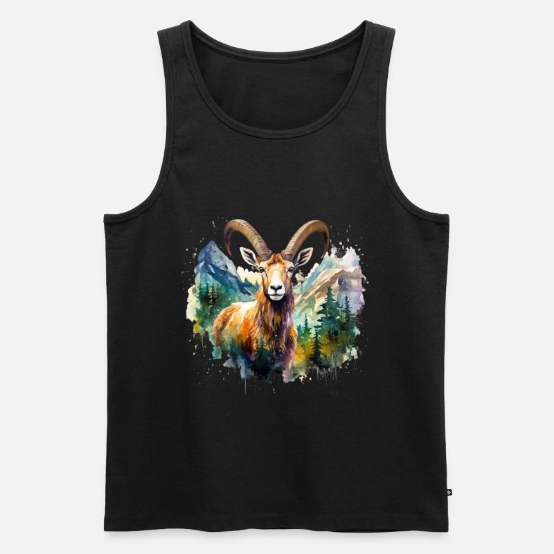 Steinbock, Steinbock - Männer Premium Bio Tank Top - Schwarz