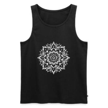 Yogi, Prana Mandala in weiß - Männer Premium Bio Tank Top - Schwarz - Vorne - Michal (187cm)