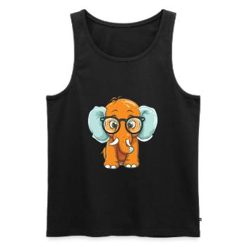 Elefant mit Brille Cartoon Kawaii Illustration - Männer Premium Bio Tank Top - Schwarz - Vorne - AI Model Male 178 light (178cm)