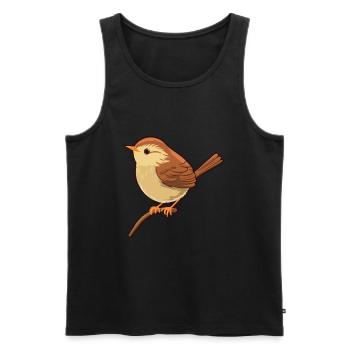 Wren Bird Cartoon Kawaii Aquarelle Illustration - Débardeur bio Premium Homme - noir - Devant - Michal (187cm)