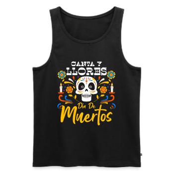 Mexico Muertos Flowers - Men's Premium Organic Tank Top - black - Front - AI Model Male 178 light (178cm)
