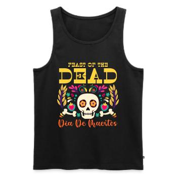 Dia de Muertos Squelette de crâne - Débardeur bio Premium Homme - noir - Devant - Michal (187cm)