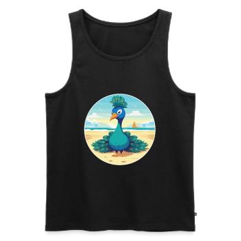 Pfauenkarikatur Yoga Strand Sommer Illustration - Männer Premium Bio Tank Top - Schwarz - Vorne - Michal (187cm)
