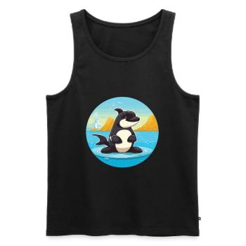 Orca Cartoon Yoga Beach Summer Illustration - Men's Premium Organic Tank Top - black - Front - Michal (187cm)
