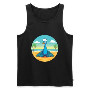 Pfauenkarikatur Yoga Strand Sommer Illustration - Männer Premium Bio Tank Top - Schwarz - Vorne - Michal (187cm)