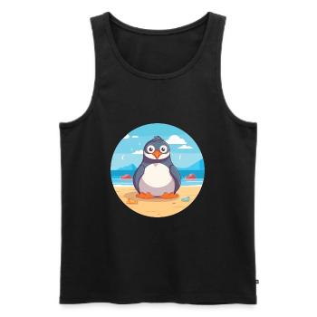 Penguin Cartoon Yoga Beach Summer Illustration - Men's Premium Organic Tank Top - black - Front - Michal (187cm)