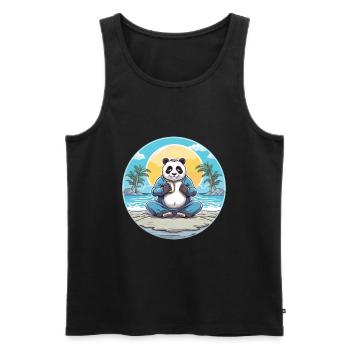 Panda Cartoon Yoga Beach Illustration d’été - Débardeur bio Premium Homme - noir - Devant - Michal (187cm)