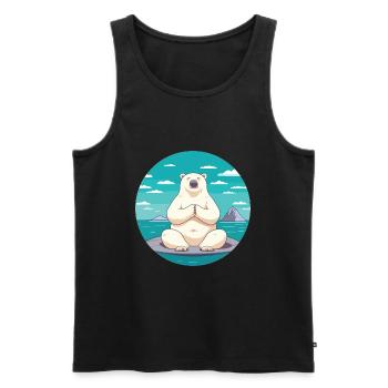 Polar Bear Cartoon Yoga Beach Summer Illustration - Men's Premium Organic Tank Top - black - Front - Michal (187cm)