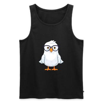 Seagull With Glasses Cartoon Kawaii Illustration - Men's Premium Organic Tank Top - black - Front - Michal (187cm)