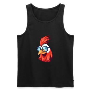 Rooster With Glasses Cartoon Kawaii Illustration - Men's Premium Organic Tank Top - black - Front - AI Model Male 178 light (178cm)
