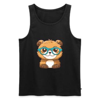 Otter trägt Brille Karikatur Kawaii Illustration - Männer Premium Bio Tank Top - Schwarz - Vorne - Michal (187cm)