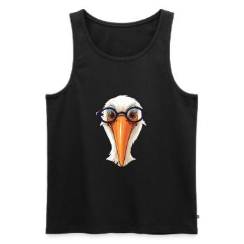 Pelican With Glasses Cartoon Kawaii Illustration - Men's Premium Organic Tank Top - black - Front - Michal (187cm)