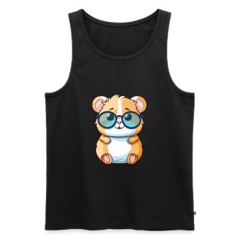 Hamster With Glasses Cartoon Kawaii Illustration - Men's Premium Organic Tank Top - black - Front - Michal (187cm)