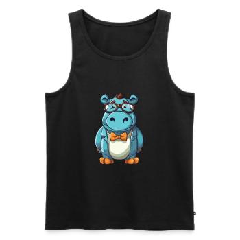 Nilpferd-Karikatur Kawaii Bunte Illustration - Männer Premium Bio Tank Top - Schwarz - Vorne - AI Model Male 178 light (178cm)