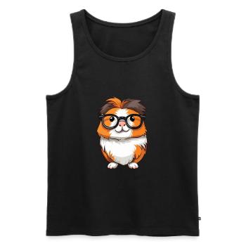 Cochon d’Inde avec lunettes Cartoon Kawaii Illustratio - Débardeur bio Premium Homme - noir - Devant - Michal (187cm)