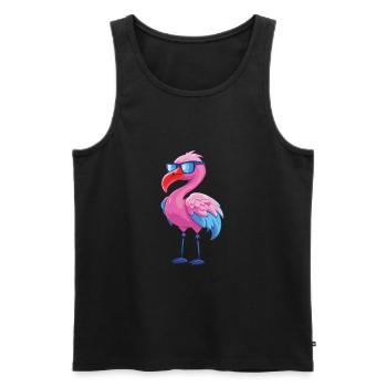 Flamingo With Glasses Cartoon Kawaii Illustration - Men's Premium Organic Tank Top - black - Front - Michal (187cm)