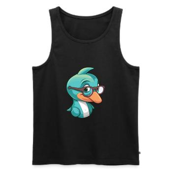 Dolphin With Glasses Cartoon Kawaii Illustration - Men's Premium Organic Tank Top - black - Front - AI Model Male 178 light (178cm)