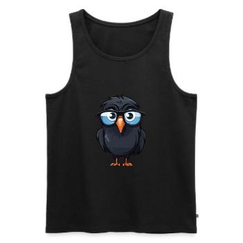 corbeau portant des lunettes dessin animé Kawaii illustration - Débardeur bio Premium Homme - noir - Devant - Michal (187cm)