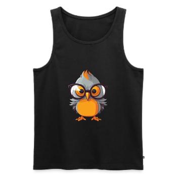 Coucou portant des lunettes Dessin animé Kawaii Illustration - Débardeur bio Premium Homme - noir - Devant - Michal (187cm)