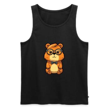 Castor portant des lunettes dessin animé Kawaii Illustration - Débardeur bio Premium Homme - noir - Devant - Michal (187cm)