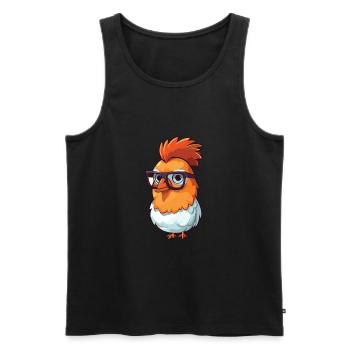 Chicken With Glasses Cartoon Kawaii Illustration - Men's Premium Organic Tank Top - black - Front - Michal (187cm)