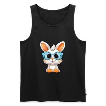 Hase mit Brille Cartoon Kawaii Illustration - Männer Premium Bio Tank Top - Schwarz - Vorne - Michal (187cm)