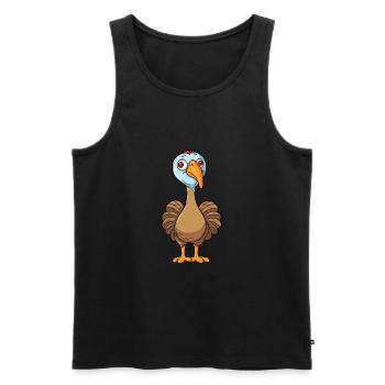 Turquie dessin animé Kawaii Illustration à l’aquarelle - Débardeur bio Premium Homme - noir - Devant - Michal (187cm)