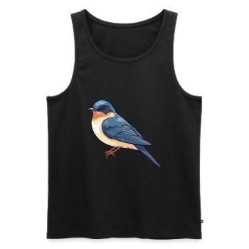 Swallow Cartoon Kawaii Aquarelle Illustration - Débardeur bio Premium Homme - noir - Devant - Michal (187cm)