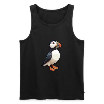 Puffin Cartoon Kawaii Aquarelle Illustration - Débardeur bio Premium Homme - noir - Devant - Michal (187cm)