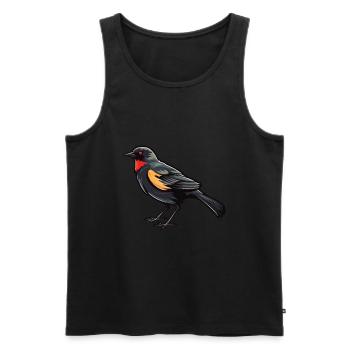 Red Winged Blackbird Cartoon Kawaii Illustration - Men's Premium Organic Tank Top - black - Front - AI Model Male 178 light (178cm)