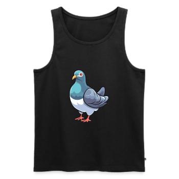 Pigeon Cartoon Kawaii Aquarelle Illustration - Débardeur bio Premium Homme - noir - Devant - Michal (187cm)